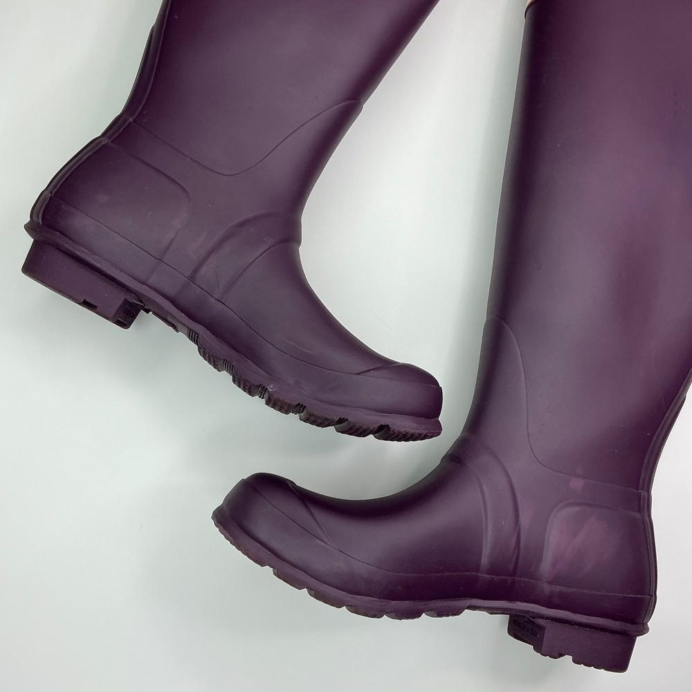 Hunter Plum Original Back Adjust Rain Boots Women Size 8 WFT1001RMA - Picture 14 of 16